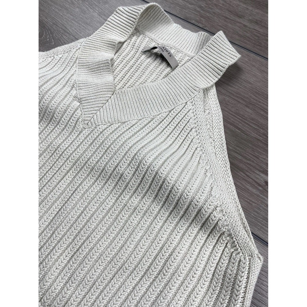 AllSaints Womens Manson Cropped Vest Ribbed Knit Halter Top Beige Large